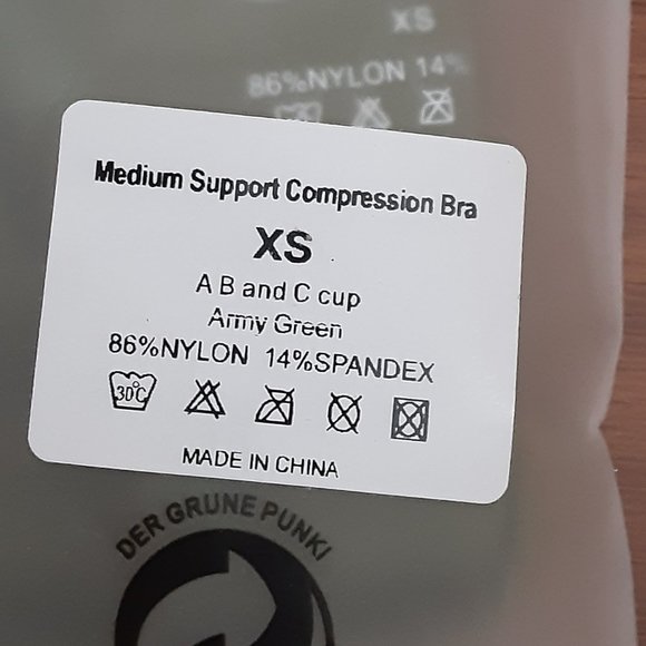 Oalka Medium Support Compression Bra in Army or Olive Green - Picture 6 of 10